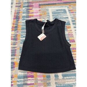 Free People Movement Black Free Throw Textured Muscle Tank M/L